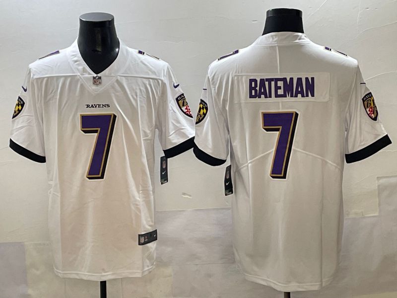 Men 2025 Baltimore Ravens 7 Bateman White Second generations Nike Limited NFL Jersey style 1